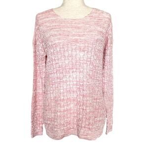 LEO & NICOLE Textured Knit Long Sleeve Top Heather Pink Size Large